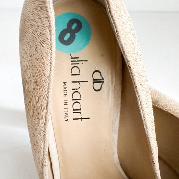 Julia Haart Nude Beige Pointy Toe Unique Heel High Heels 38.5 - Picture 9 of 11